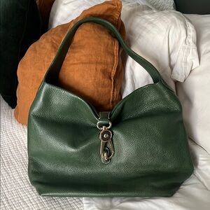 Elegant Green Leather Dooney and Bourke Shoulder Bag